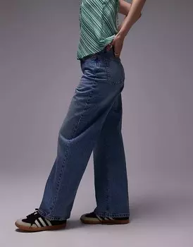 Topshop Petite – Синие джинсы средней посадки со средней посадкой