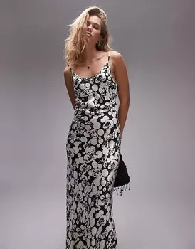 Topshop – платье миди с цветочным принтом и бретелями