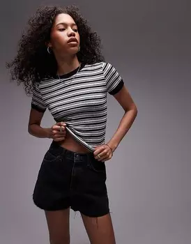 Topshop – Полосатая повседневная футболка черно-белого цвета =