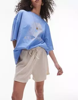 Topshop Повседневные шорты каменного цвета с мятыми шнурками