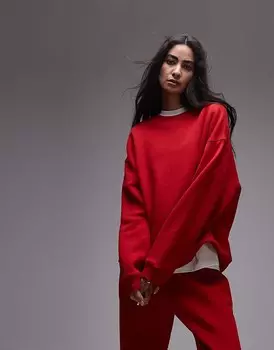 Topshop Premium – красная толстовка с декоративной строчкой