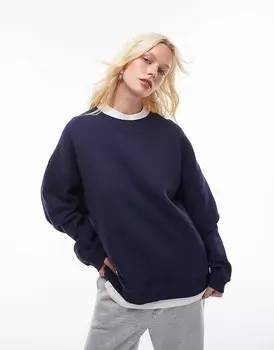 Topshop Premium – темно-синяя толстовка с декоративной строчкой