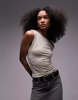 Topshop – Простой асимметричный топ каменно-бежевого цвета