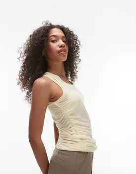 Topshop – прозрачная двухслойная майка лимонного цвета