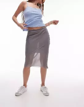 Topshop – Прозрачная серая юбка в стиле 90-х с декоративной строчкой