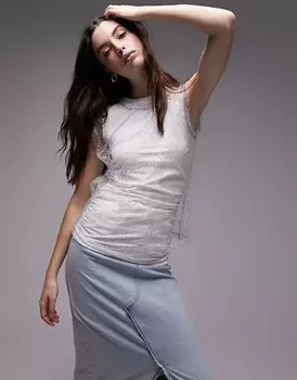 Topshop – прозрачный белый многослойный топ