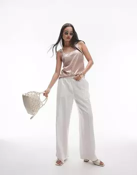 Topshop Прозрачный розовый топ без рукавов цвета металлик