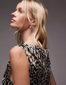 Topshop – Прозрачный топ без рукавов с монохромным животным принтом