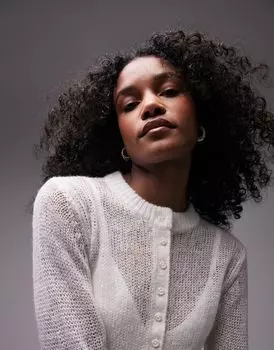 Topshop – прозрачный укороченный вязаный кардиган цвета слоновой кости