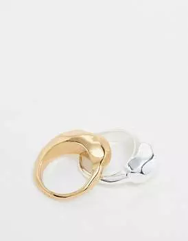 Topshop – Rooni – Набор из 2-х массивных колец разных цветов с эффектом плавления