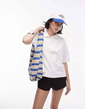 Topshop - Рубашка-поло в квадратную клетку белого цвета