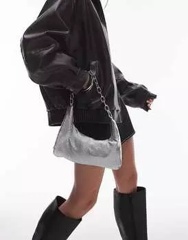 Topshop - Sarah - Сумка на плечо из металлической сетки серебристого цвета с ручкой-цепочкой