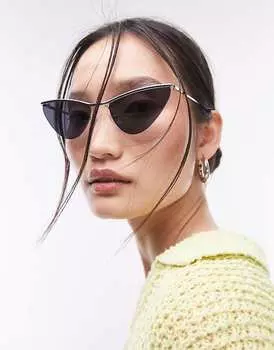 Topshop Серебристые солнцезащитные очки с угловыми козырьками – Aster