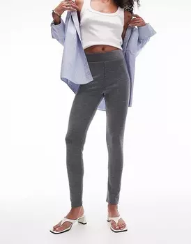 Topshop – серые меланжевые леггинсы из ребристой ткани с начесом