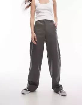 Topshop – серые прямые брюки из искусственной кожи с декоративной строчкой