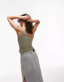 Topshop шалфейный топ на одно плечо с присборками