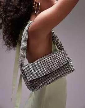 Topshop – Shelly – Серебристая сумка через плечо с украшением