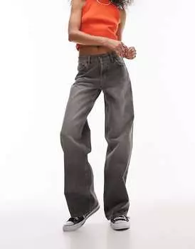 Topshop Широкие джинсы с низкой посадкой Ember грязно-серого цвета