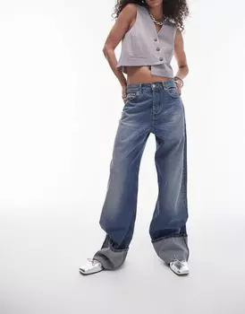 Topshop – Синие джинсы с манжетами