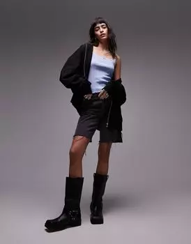 Topshop - Синяя ажурная кружевная майка с квадратным вырезом