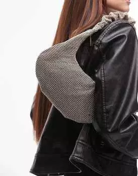 Topshop – Solane – Сумка через плечо с золотыми кристаллами и гофрированной ручкой
