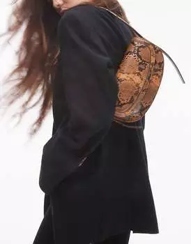 Topshop – Stefan – сумка через плечо Crescent с узором из змеиной кожи