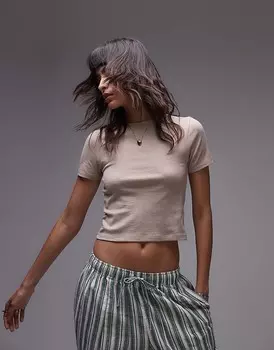 Topshop – светло-бежевая меланжевая футболка