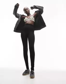Topshop Tall – Черные леггинсы с высокой талией