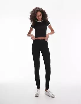 Topshop Tall – Тяжелые леггинсы черного цвета с удлиненным кроем