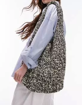 Topshop – Tara – Черная соломенная сумка без подкладки округлой формы