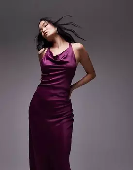 Topshop – темно-бордовое платье макси с высоким квадратным вырезом