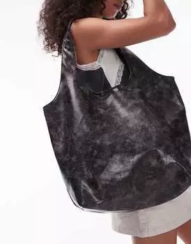 Topshop - Troy - Большая сумка с круглыми ручками потертого коричневого цвета