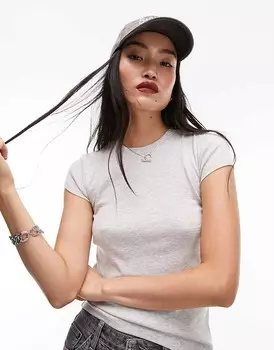 Topshop – Удлиненная повседневная футболка вересково-серого цвета
