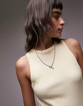 Topshop - Узкая майка в рубчик лимонного цвета