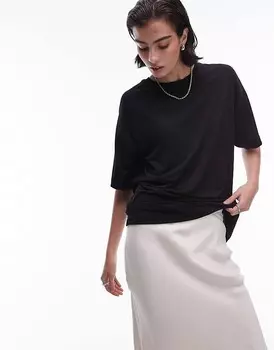 Topshop – Высококачественная свободная футболка черного цвета в стиле оверсайз