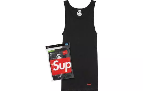 Топы без бирки X Hanes, 3 шт Supreme, 3 Pack (Black)/Black