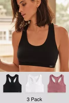 Топы из хлопка в рубчик, 3 шт в упаковке Next, черный