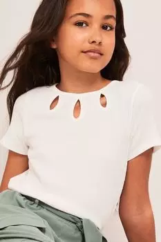 Топы в рубчик с короткими рукавами Lipsy, белый