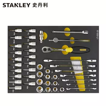 Торцевой ключ Stanley с трещоткой, маленький, средний, большой, летающий, набор из 42 предметов, серия 10 мм, метрический держатель инструментов для ремонта автомобилей LT-022-23