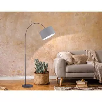 Торшер арочный черный, текстиль песочно-черный, H 170 см etc-shop, серый