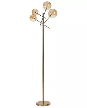 Торшер BELIANI, золото, металл и стекло, 157 см, 4 лампочки, стеклянный абажур, сферической формы, длинный кабель с выключателем, украшение современной мебели для спальни и гостиной