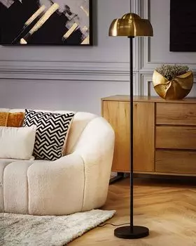 Торшер BELIANI золотой/черный 148 см из стали с длинным кабелем и выключателем круглый индустриальный вид современный дизайн