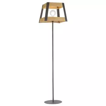 Торшер, черное железо, натуральное дерево, H 120 см, ЯЩИК etc-shop, черный