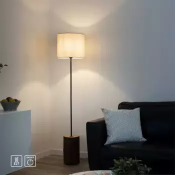 Торшер для дома «Монгарден», 1 лампочка, лампочка E27 | без лампочки, торшер в стиле рустик с тканевым абажуром, цоколь Е27, мощность 60 Вт Home Affaire, коричневый