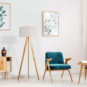 Торшер EDM 32159 дерево ткань 50 х 150 см E27