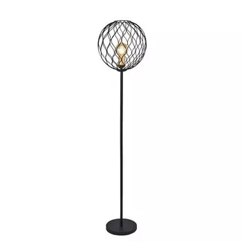 Торшер Finesse 155см, черный металлический абажур с цоколем E27 золотого цвета Searchlight