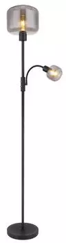 Торшер Globo Lighting металл черный матовый, дымчатое стекло, тумблер, флексографская печать, : 250 мм, В: 1650 мм, длина кабеля 1800 мм, диаметр лампы для чтения: 100 мм, без 1x E27 40 Вт 230 В, без 1 светодиода E14 15 Вт 230 В
