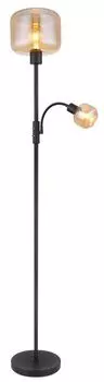 Торшер Globo Lighting металл черный матовый, янтарное стекло, тумблер, флексографская печать, : 250 мм, В: 1650 мм, длина кабеля 1800 мм, диаметр лампы для чтения: 100 мм, без 1x E27 40 Вт 230 В, без 1x E14 LED 15 Вт 230 В