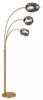 Торшер Globo Lighting металл цвета латуни матовый, стекло дымчатое, ножной переключатель в кабеле, 3 разных стекла, ДхШхВ: 800х600х1750мм, длина кабеля 1800мм, без 3х Е14 40Вт 230В.