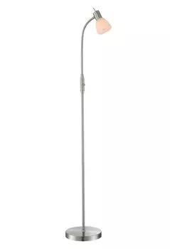 Торшер Globo Lighting металл матовый никель, белое стекло, тумблер, флексографская печать, ДхШхВ: 390х390х1460мм, длина кабеля 1800мм, без 1x E14 40Вт 230В, серебро